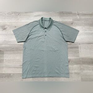 H101 Lululemon Polo Shirt Mens M Metal Vent Tech Performance Green Striped